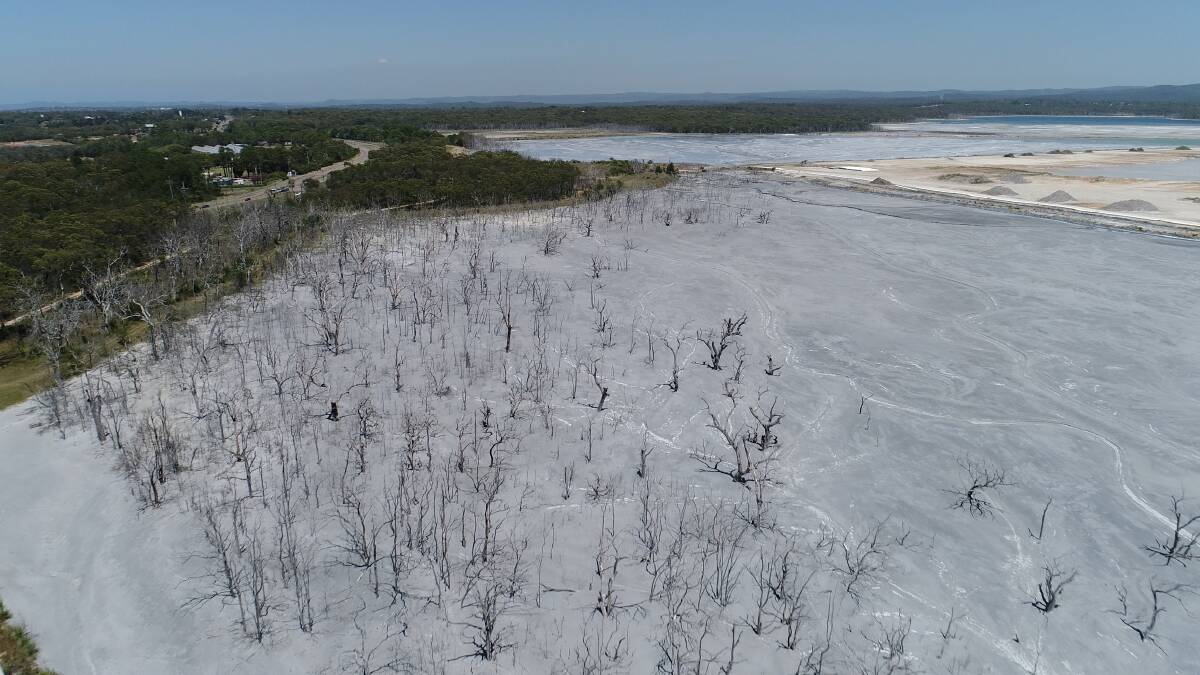 Legacy: Millions of tonnes of coal ash pollution has been deposited at the Vales Point ash dam over several decades. Picture: Environmental Justice Australia