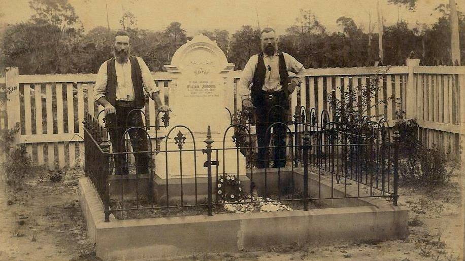 LOCAL BURIAL:William Johnston’s sons at his grave, circa 1890s. Picture: Supplied
