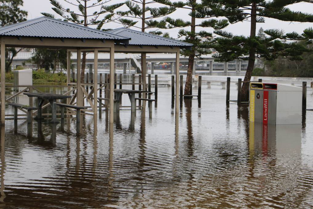 TERILBAH RESERVE: Flooding near The Entrance channel on Wednesday, February 12. Picture: David Stewart