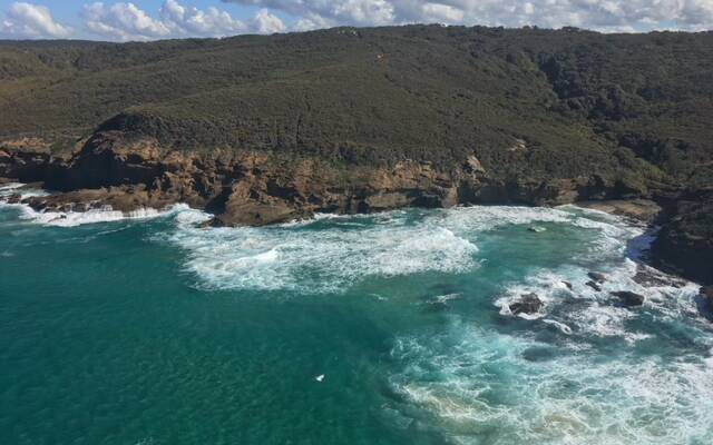 Police said the missing fisherman was wearing a life jacket. The search for him resumed this morning. Picture: Westpac Lifesaver Rescue Helicopter