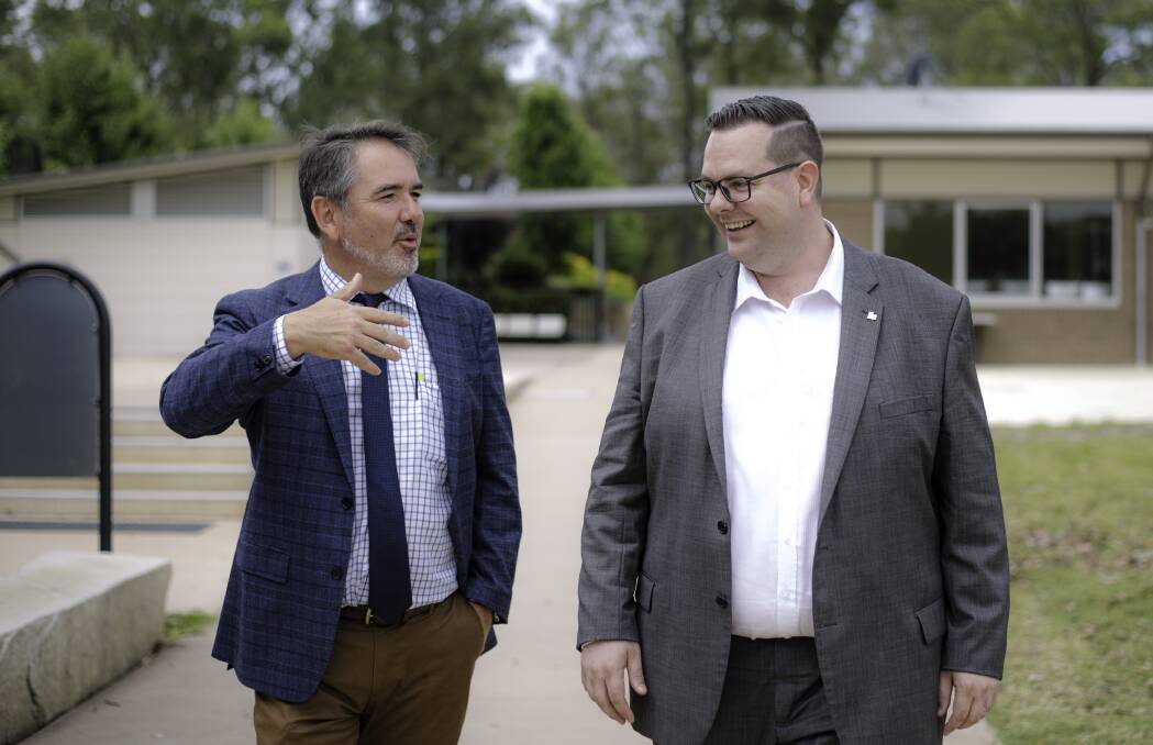 Principal Simon Dodson, left, joined Cr Kevin Baker on an inspection of the school on Tuesday. Picture: Supplied