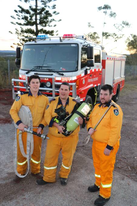 BE PREPARED: Martin Campbell, centre, with colleagues Andrew Waterhouse, left, and Mitchell Davis of Peninsula Rural Fire Brigade. Picture: David Stewart