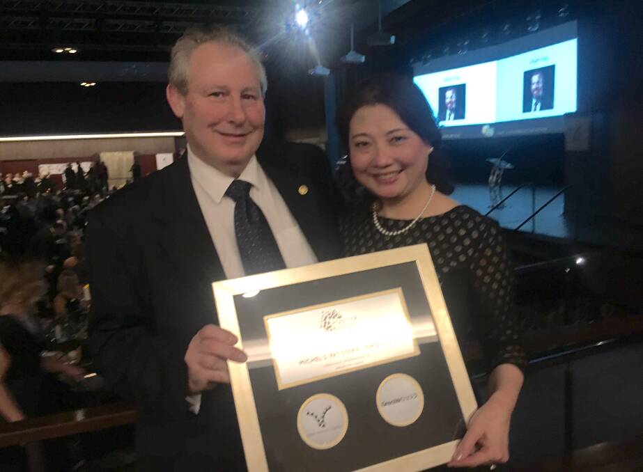 BIG WIN: Greg and Annie Stevens with their latest award on Friday night. Picture: Supplied