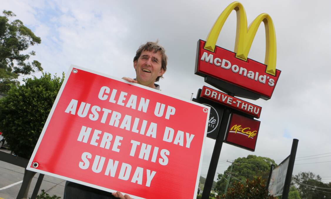 GET INVOLVED: Stephen Dewar will again be among the army of local volunteers pitching in on Clean Up Australia Day this Sunday. Among the registered local clean up sites is Toronto McDonald's. Picture: David Stewart