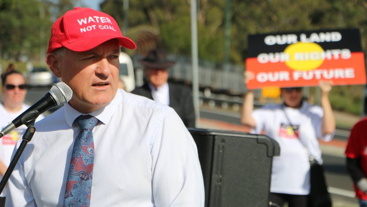 WYONG: MP David Harris at a meeting to protest against the Wallarah 2 coal mine last year. Picture: David Stewart