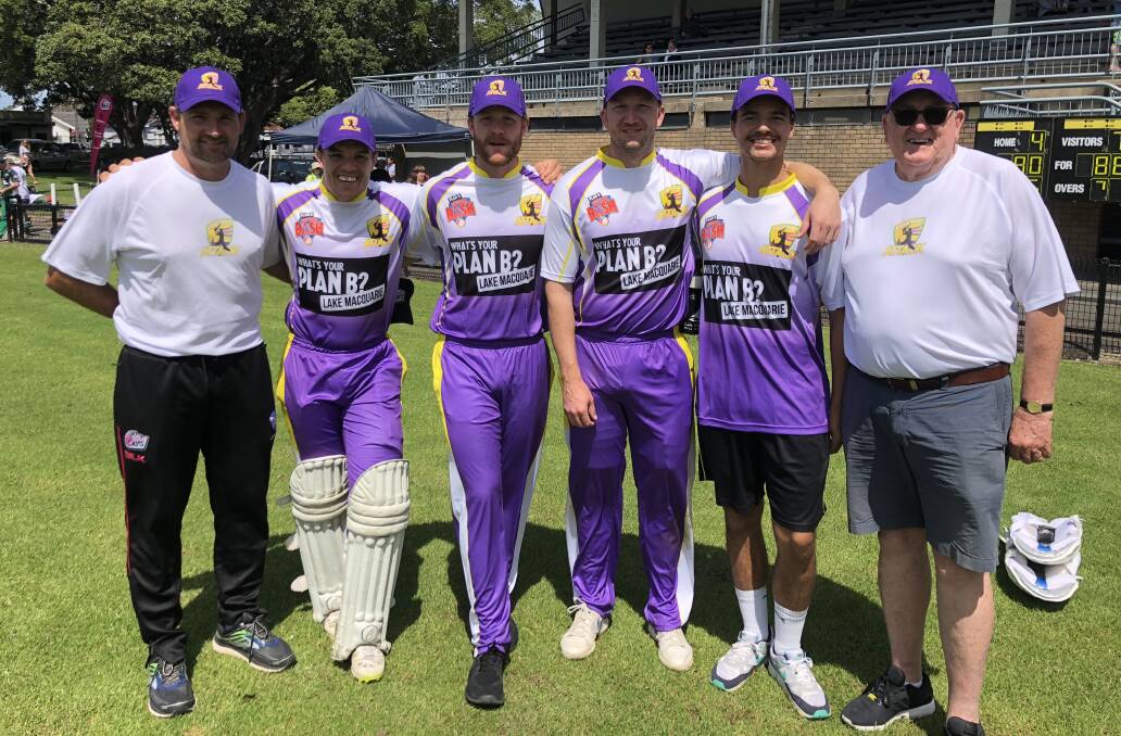 TORONTO CONNECTION: From left, Lake Mac Attack's Tim Cox, Ryan Fenning, Jeremy Ford, Adrian Chad, Griffin Lea and Alan Nichols. The team will take on Newcastle Blasters this Sunday. Picture: Supplied