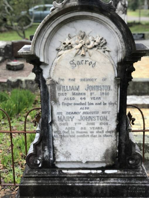 The Johnston headstone as it looks today. Picture: Supplied