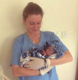 Morisset Rotary Club member Eleni Comino, pictured at age 16, during her visit to the maternity hospital in Morogoro, Tanzania, last year. Picture: Supplied
