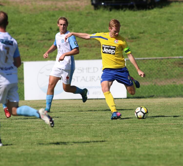 PROLIFIC: Striker Sam Walker scored twice to lead Lake Macquarie to a 3-nil win over Charlestown on Sunday. The Roosters are at home to Adamstown this Sunday. Picture: David Stewart