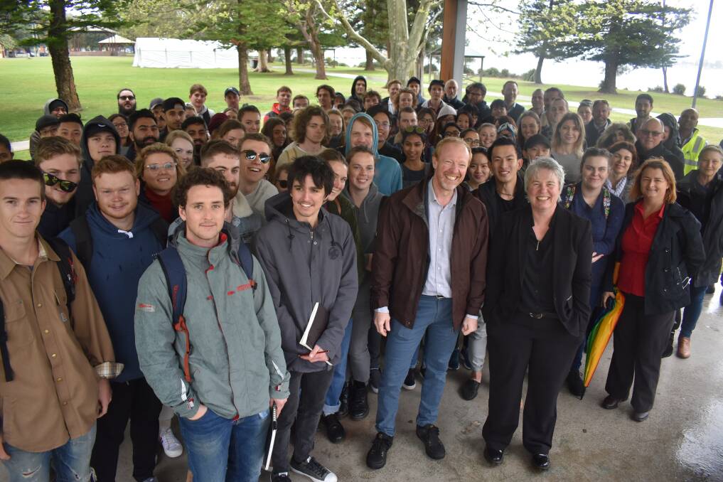 ASSIGNMENT: Dr Chris Tucker and council’s Jacqui Hemsley, front right, at a site visit at Speers Point Park with University of Newcastle architecture students. Picture: Supplied