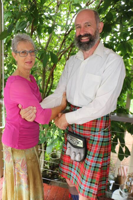 COMING TO GRIPS: U3A Southlakes founding president Laurene Mulcahy with Ian Robertson who is again teaching a course on Scottish country dancing. Picture: Jamieson Murphy
