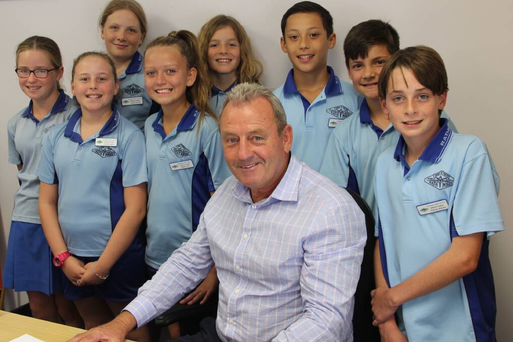 BIG IMPROVERS: Principal Nick Walker with members of the Year 5 student leaders. The school impressed with its 2017 NAPLAN results. Picture: Supplied