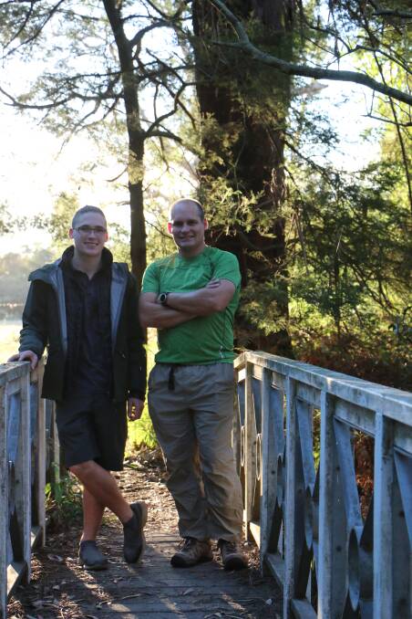 ICONIC WALK: Dr Brad Watson and his son Zac in the grounds of Avondale College of Higher Education, at Cooranbong, ahead of their Kokoda journey. Picture: David Stewart