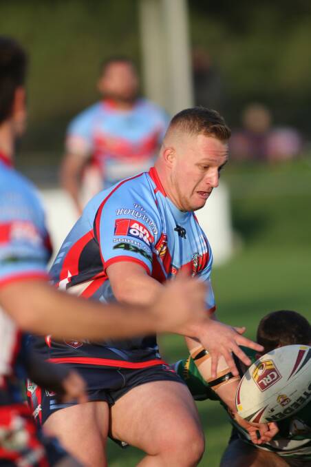 FIRST POINTS: Jarhn Komene opened the scoring for Dora Creek when he crossed for a try against Belmont Souths on Saturday. Picture: David Stewart