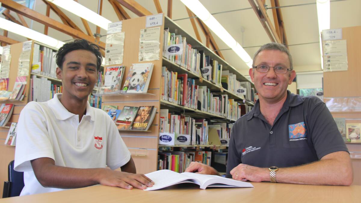 OPPORTUNITY: Wyong High School student Josef Graf and Ian Arnold discuss this year's School-Based Traineeship (SBT) program. Picture: Supplied