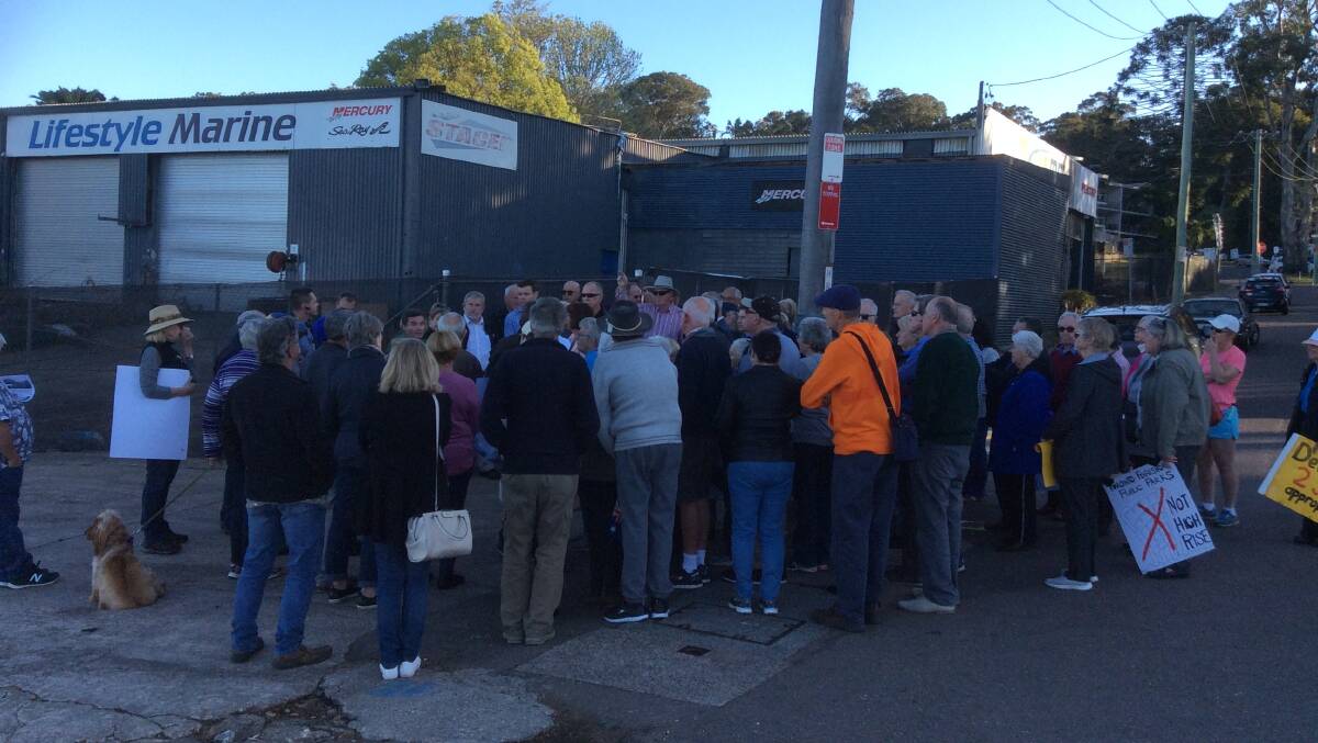 Residents assemble to listen to council's representatives at the site inspection on Thursday. Picture: Supplied
