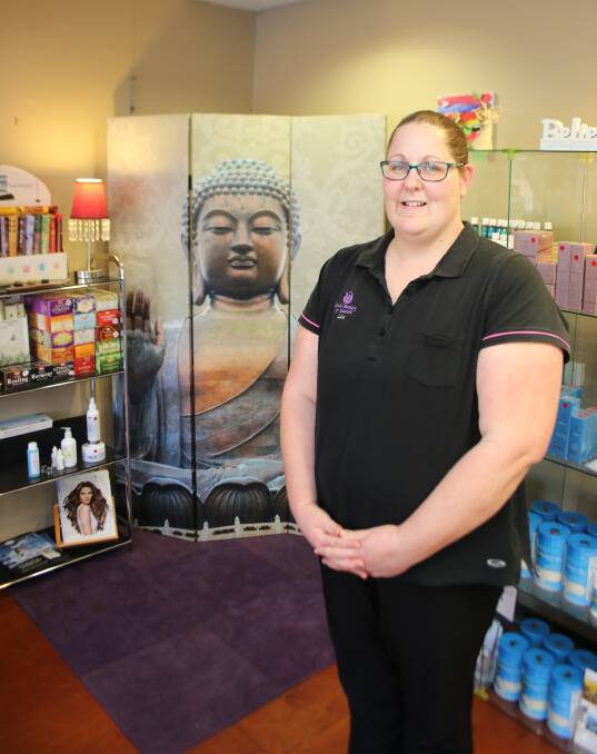 TRANQUIL: Liz McGovern at her Total Beauty and Health salon, at Boolaroo, this week. The business is a finalist in four award categories. Picture: David Stewart