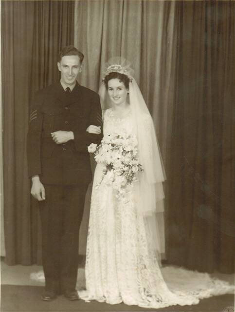 WARTIME WEDDING: Les and Edna on their wedding day in 1944. Picture: Supplied