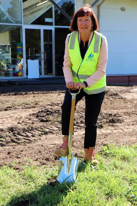 FIRST SOD: Mayor Kay Fraser at the ceremony to mark the start of work on the $2.3-million art gallery expansion on Monday. Picture: Supplied.