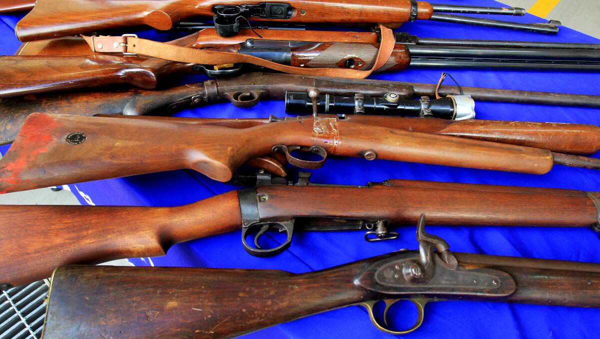 SURRENDERED: Some of the firearms handed in to police during the amnesty. Picture:  Isabella Lettini 
