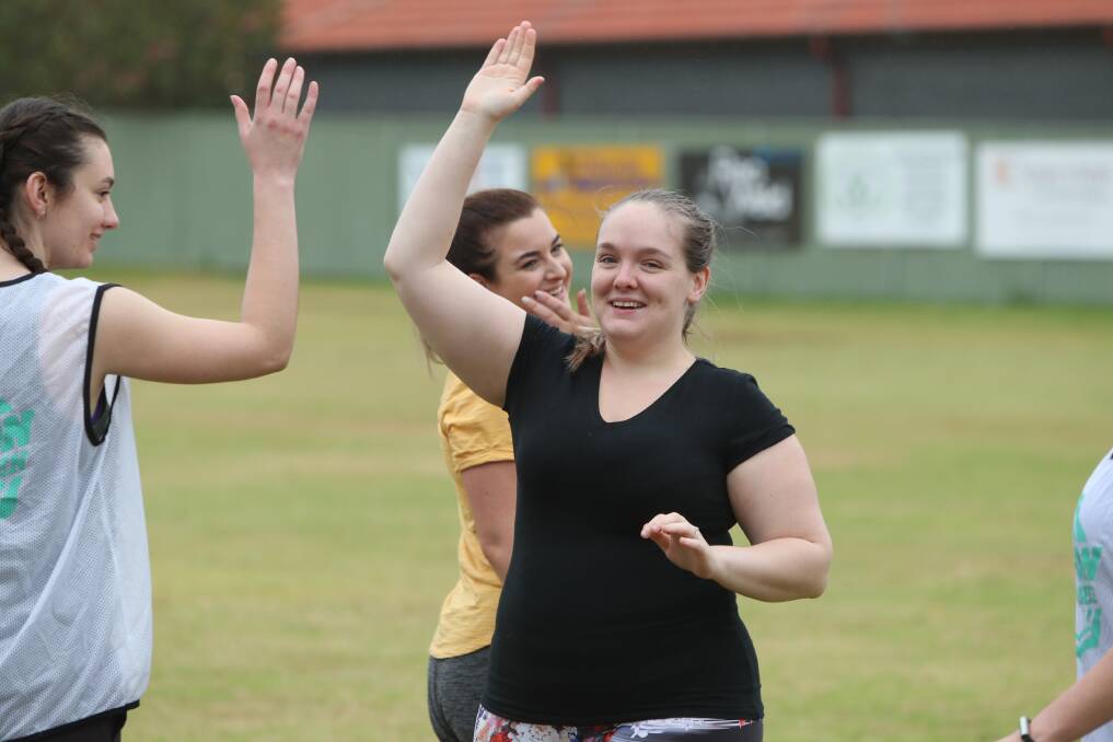 HIGH FIVE: Participants in the Kick on for Women program at Argenton having fun. A Kick on the Women program is starting at Dora Creek on Monday night. Picture: Supplied.