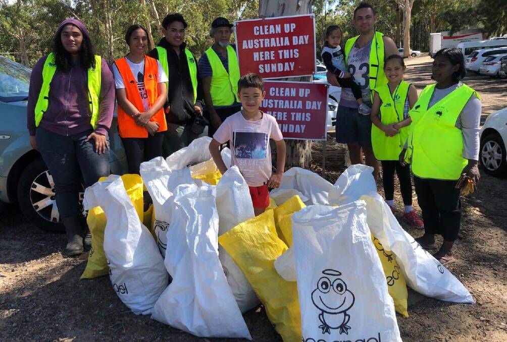 NICE HAUL: Bonnells Bay Community Church youth group was busy on Sunday, helping to collect bags of litter from the area. Picture: Supplied