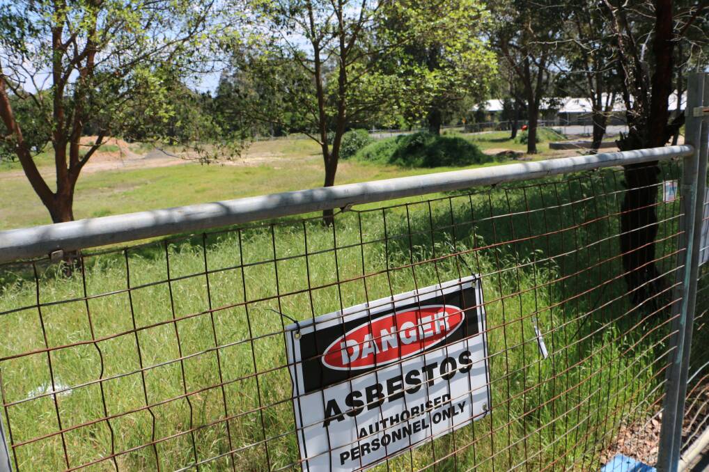 Work on the Bernie Goodwin Memorial Park upgrade was abruptly halted and the area fenced off when council staff doing earthworks located buried asbestos. Picture: David Stewart