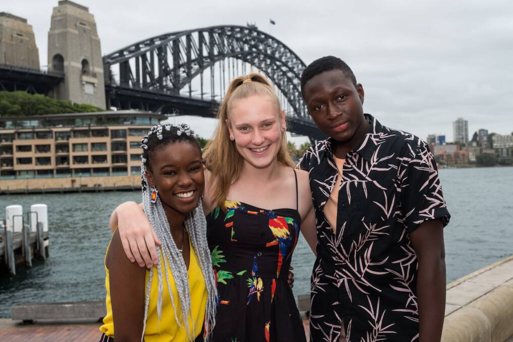 MASTERCLASS: 2018 John Bell Scholarship recipients, from left, Kuda Mapeza, Niamh Corcoran and Abu Kebe. Kuda has been cast in 'Harry Potter and the Cursed Child'. Picture: Supplied.