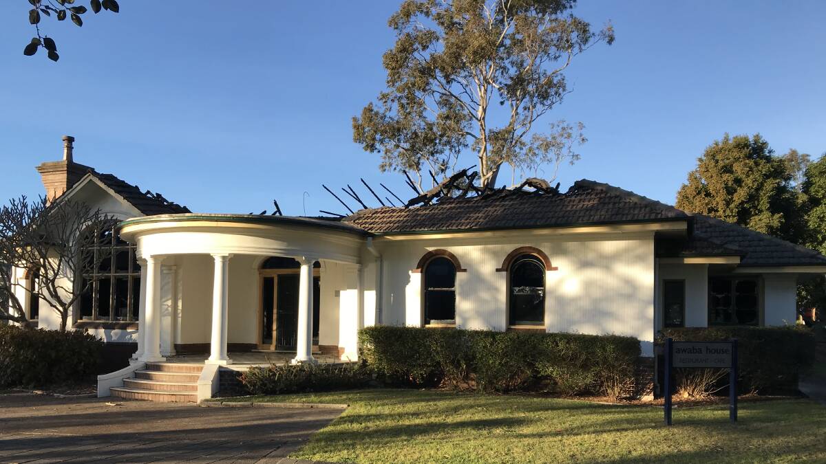 HISTORIC: Awaba House was damaged by a fire that ripped through the building in August last year. Council is liaising with the community as it plots the restoration plan. Picture: Supplied