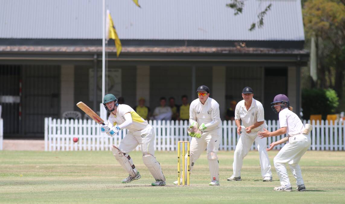 TOP SCORE: Ben Roberts was strong through midwicket and the covers during his knock of 84 against Newcastle City at Learmonth Park on Saturday. Picture: David Stewart
