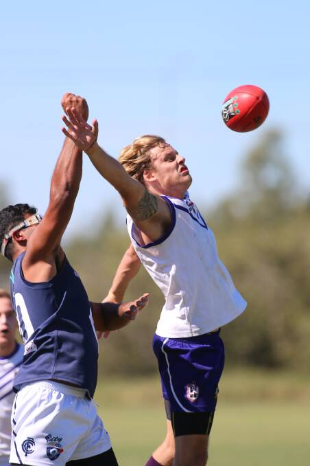 COMPETITIVE: Ruckman Adam Cullen in action for Lake Macquarie Dockers. Picture: David Stewart