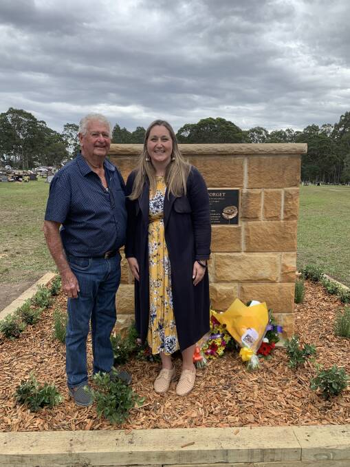 Ms McBride with Bill Dafter at the memorial. Picture: Supplied