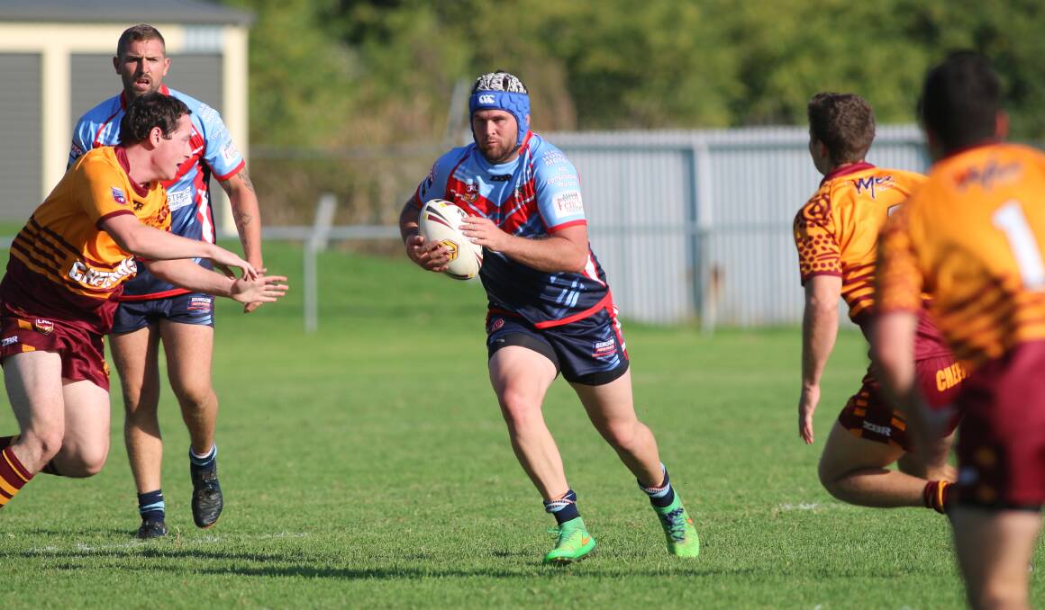 DOUBLE: Dora Creek hooker Chris Marlborough crossed for two tries in the first half against Dudley on Saturday. Picture: David Stewart