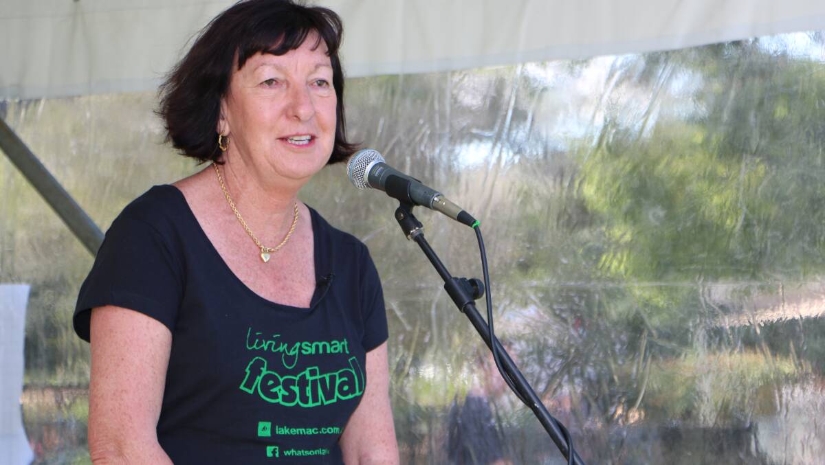 PARK EVENT: Cr Kay Fraser at Speers Point Park for the Living Smart Festival. The mayor will return to the park on Sunday, November 18, for the family fun day. Picture: David Stewart