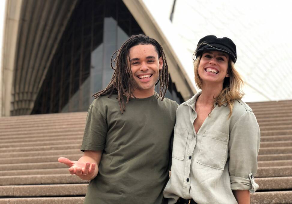 BIG GIG: The Central Coast's Joe Kalou with dancer and choreographer Amy Campbell at the Sydney Opera House which will host 'In The Heights'. Picture: Supplied