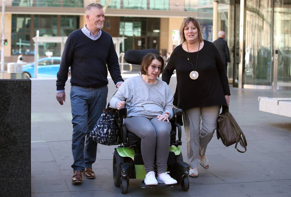 STORY TOLD: Kirby Littley and her parents Carol and Kevin leave the Royal Commission into Aged Care Quality and Safety hearing in Melbourne on Wednesday. Shortland MP Pat Conroy wants a hearing scheduled in the Hunter. Picture: David Crosling