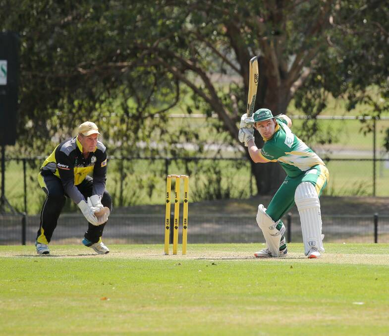 GOING BIG: Rosellas' Aaron Wivell loads up against the Kookaburras' attack in the T20 Summer Bash game on Sunday. Picture: Max Mason-Hubers