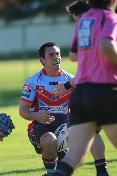 HAT TRICK: Dora Creek's Sam Agalidis scoring the first of his three tries against Waratah Cheetahs on Saturday. The Swampies now have a week off. Picture: David Stewart