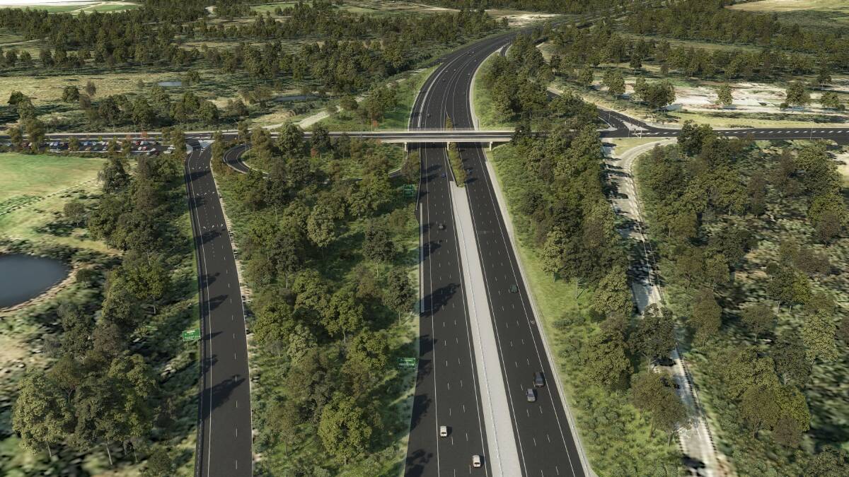 COMMUTERS: An artists impression of the Warnervale Interchange upgrade on the M1 Pacific Motorway, at Warnervale. Artwork: Roads and Maritime Services.
