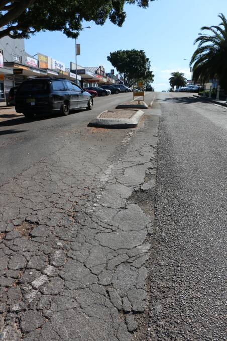 NEEDS WORK: The driving surface on The Boulevarde, pictured in 2015. Council plans a complete reconstruction of the road this year. Picture: David Stewart