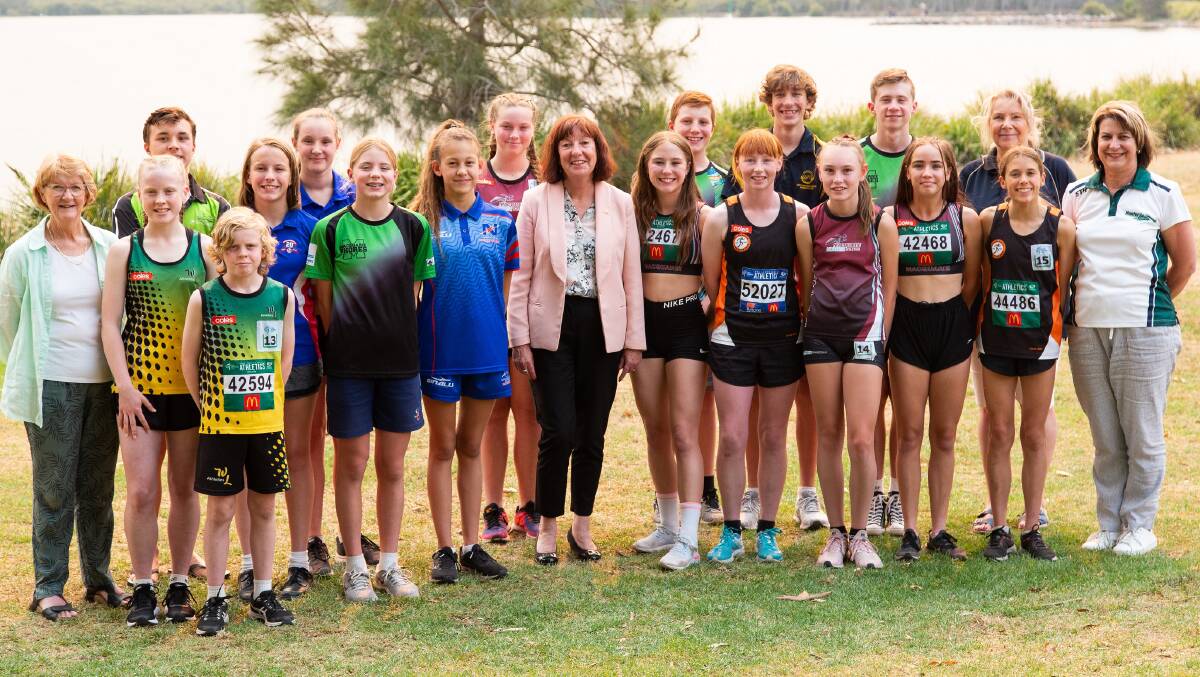 LOCAL ATHLETES: Mayor Kay Fraser with Team Lake Mac for the 2020 International Children's Games in Hungary. Picture: Supplied