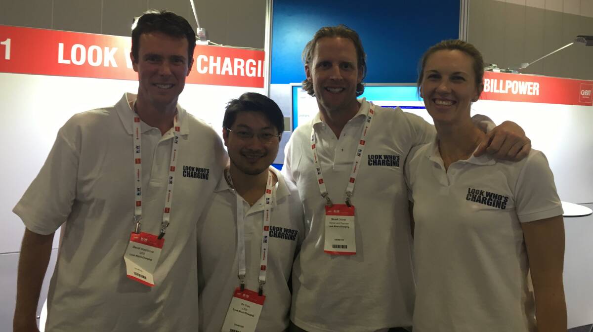 WINNER: Look Who's Charging co-founder Stuart Grover, third from left, with colleagues at the CeBIT Australia conference on Thursday. Picture: Supplied