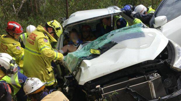 Emergency services had to cut the 17-year-old free from the vehicle. Picture: Supplied
