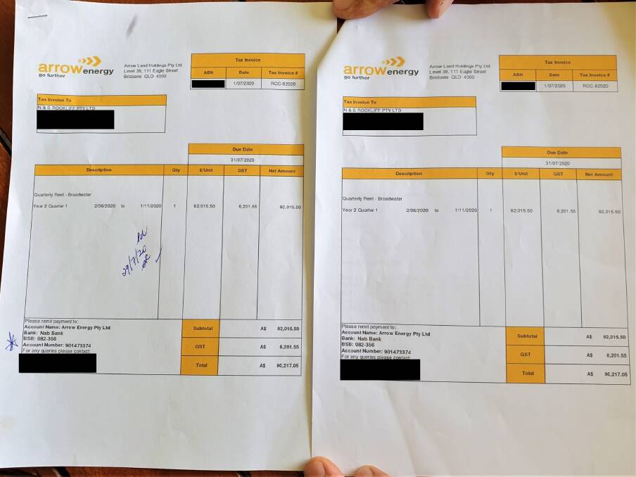 The real invoice received by the Rockliffs is almost identical to the fake one on the right.
