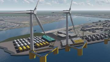 An artist impression showing how a future offshore wind manufacturing facility could transform the port over the next decade.