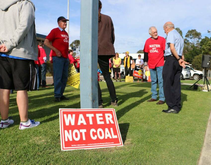 MINE MESSAGE: Opponents of Wallarah 2 held a protest rally outside Wyong Golf Club in November. Picture: David Stewart