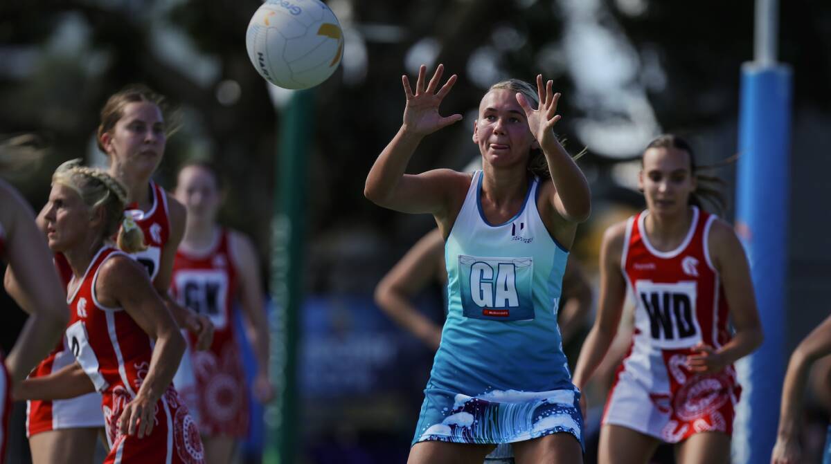 Action from National Park netball courts in round one of Newcastle championship netball on April 6, 2024. Pictures by Marina Neil