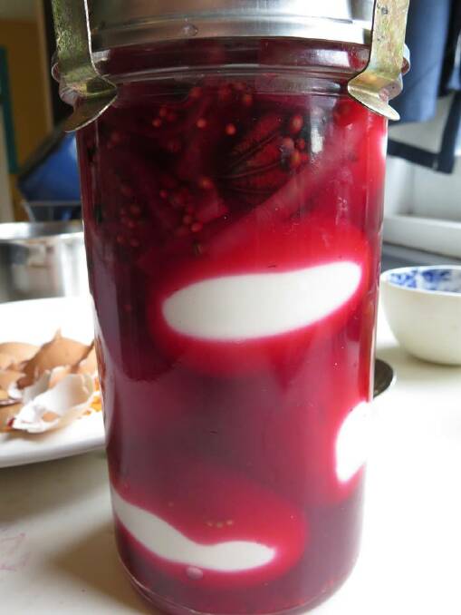 Adding beetroot to your pickled eggs will give them a fun pink tinge. 