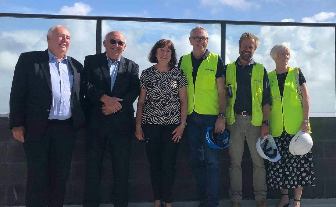 TOP OF THE WORLD: Mayor Cr Kay Fraser at the top of Highpoint Apartments in Charlestown. Picture: supplied.