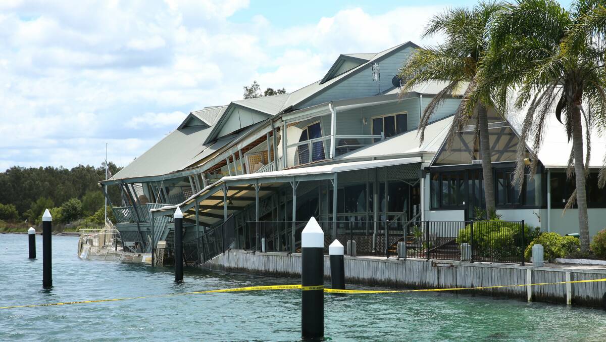 LOST: The damaged Pelican Marina building in 2016. Picture: Max Mason-Hubers